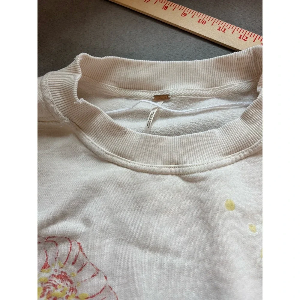 FREE PEOPLE Gaia Floral Sweatshirt XS Oversized Garden Boho Forest Fairy